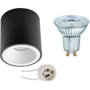 OSRAM - Opbouwspot Set - Parathom PAR16 940 36D - Proma Cliron Pro - GU10 Fitting - Dimbaar - Opbouw Rond - Mat Zwart/Wit - 5.5W - Natuurlijk Wit 4000K - Verdiept - Ø90mm