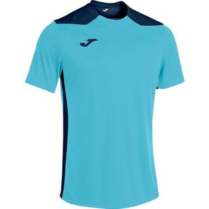 Joma Championship VI Shirt Korte Mouw Kinderen - Fluor Turquoise / Marine | Maat: 152