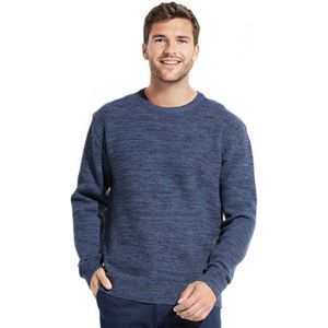 Trui met ronde hals van gevlekte gebreide wol, lange mouwen