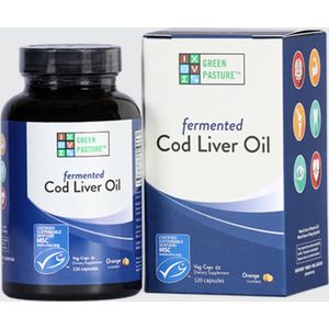 Green Pasture Blue Ice Fermented Cod Liver Oil - 120 capsules sinaasappel
