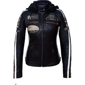 Urban Leather Fifty Eight Leren Motorjas Dames - Zwart - Maat XL
