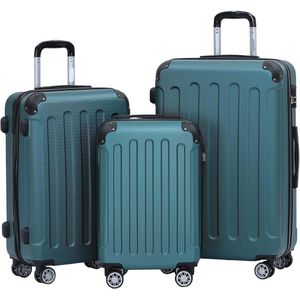 S&Dshopline® Twin rollers hardcase reiskoffer koffer trolleys harde schaal in XL-L-M in 20 kleuren, donkergroen