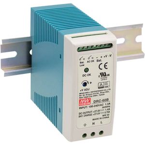 Mean Well - DRC-60A - DIN-rail Netvoeding - 13.8 V/DC - 2.8 A - 59 W - 2 Uitgangen