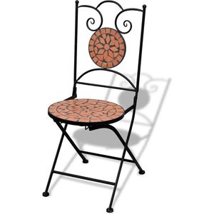 vidaXL Bistrostoelen - Inklapbaar - Set van 2 - Terracotta Bistrostoel - Tuinset - Mozaiekkussen - Buitendecoratie - Terrasdecoratie