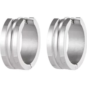 Aramat Jewels Oorringen - Zilverkleurige Stalen Oorbellen - Modern Design - Roestvrij staal - Mannen - Volwassenen - [20mm]