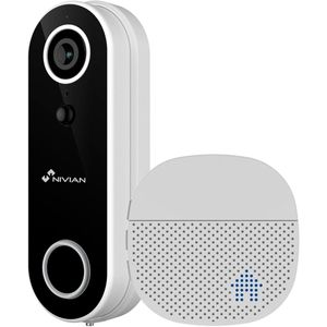 Nivian IPC-DB1 draadloze 2MP Full HD smart Wi-Fi deurbel voor buiten met accu, IR nachtzicht, PIR, microSD en 2-weg audio en gratis Tuya applicatie