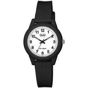 Q&Q VS13J001Y - Horloge - Sport - Analoog - Dames - Vrouwen - Plastic band - Rond - Cijfers - Kunststof - Zwart - Wit - 10 ATM