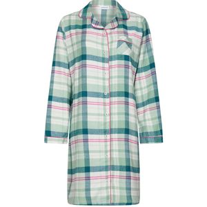 Pastunette - Flannel Check - Nachthemd - Doorknoop - Groen/Wit/Roze - Flanel - Maat 36