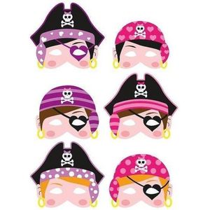 Kinderfeestje traktatie uitdeelcadeau | maskers piraat meisje (6 stuks)