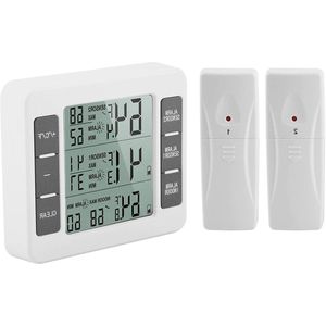 Titel: Diepvriezer alarm met hoorbaar alarm en 2 draadloze sensoren - Indoor/outdoor koelkast thermometer voor thuis keuken
