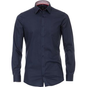VENTI - Body Fit Overhemd - Donkerblauw - Strijkvriendelijk - Kraagmaat 40