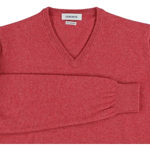 Osborne Knitwear Trui met V hals - Geelong wol - Rouge - L
