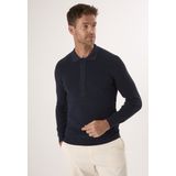 Felix Hardy Trui Met Polokraag En Knopen - Polo Shirt - 100% Katoen Heren Navy - 2Xl