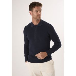 Felix Hardy Trui Met Polokraag En Knopen - Polo Shirt - 100% Katoen Heren Navy - Xl