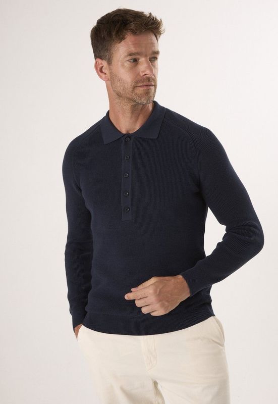 Felix Hardy Trui Met Polokraag En Knopen - Polo Shirt - 100% Katoen Heren Navy - 2Xl
