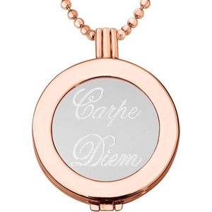 Quiges - Munthouder met Ketting en Munt 33mm Carpe Diem - Roségoudkleurig - ERHS875