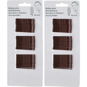 Schuifspeldjes/haarspelden - 120x stuks - koper - metaal - 5 cm - haarklemmen