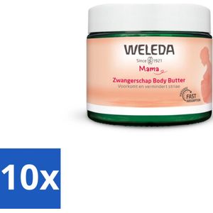 10 x WELEDA - Body Butter Zwangerschap - Mama & Baby - 150 ml - Zwangerschap Body Butter - Striae Voorkomen - Hydraterende Body Butter - Huid Verzorging Zwangerschap - Body Butter Zwangerschap