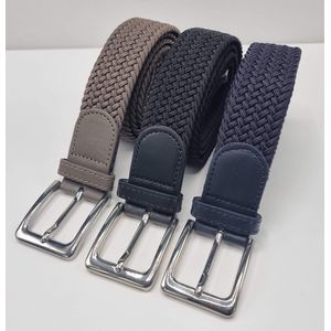 Elastische broekriem Stretch riem Vlecht riem Gevlochten riem Elastiek riem - unisex - Kleur 1-Blauw 2-Zwart 3-Kaki 105 CM 3 pack deal van SKB Fashion