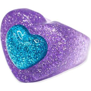 Dazzling & Hypnotic - Unforgettable Love Ring Paarse - Dames Ring - Glitter Hars Ring - Zegelring - Kleurrijke Sieraden - 1 Stuck