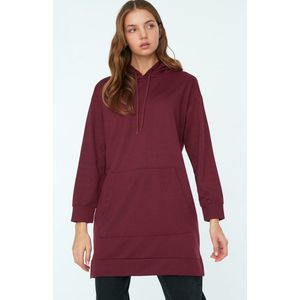 Trendyol Standaard mouw Basis Pruimkleurig Kangaroo basic gebreid sweatshirt met zakken en split TCTAW22TW0139