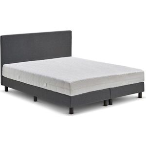 Maxi Cisano Boxspring 140x200 cm - Gestoffeerde Boxspring met Matras - Bed met Pocketvering Matras - Antraciet - Tweepersoonsbed