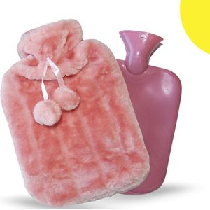 The Sleeping Agency Kruik - Warmwaterkruik - Kruik met Hoes - Warmtekruik - Kruiken - Zachte Hoes - 2 Liter - Tot 6 uur Lang Warm - Roze