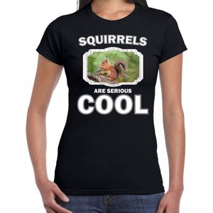Dieren eekhoorntjes t-shirt zwart dames - squirrels are serious cool shirt - cadeau t-shirt eekhoorntje/ eekhoorntjes liefhebber L