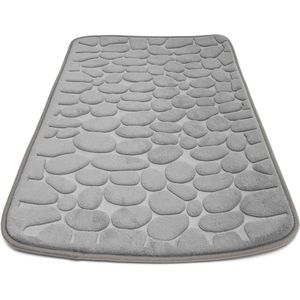 Intirilife grijze douchemat Badmat met traagschuim in steenlook - 80 x 50 cm - Voor badkamer en wasruimte