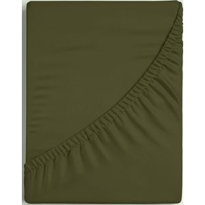 Dreamers Den - Premium Jersey Elestaan - Biologisch Katoen - Hoeslaken - Olijfgroen - 180x200 cm - 35 cm hoekhoogte