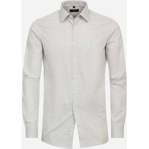 Redmond slim fit overhemd - popeline - grijs dessin - Strijkvriendelijk - Boordmaat: 41/42