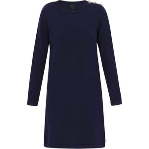 DreiMaster - Classic - Gebreide Jurk - Navy - Recht Model - Lange Mouw