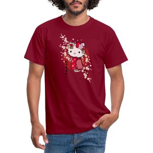 Hello Kitty In Een Rode Kimono En Kersenbloesems T-Shirt Heren