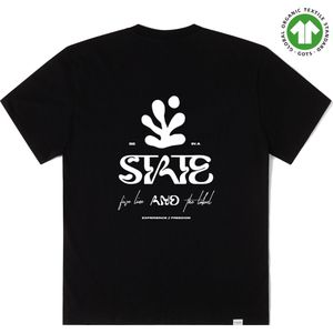 FIVE LINE LABEL - Zwart t shirt met print - Heren - Dames - Biologisch Katoen - Oversized Fit - Maat M