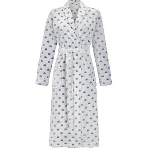 Warme zilveren fleece badjas hartjes - Grijs - Maat - 44