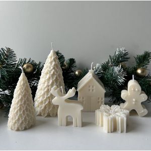 MinaCasa - Luxe Christmas town kaarsen set medium - 6 delig - Kerst - winter - Christmas tree - cadeau - decoratie - kerstpakket