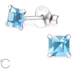 Aramat Jewels Oorbellen - Zilveren Kristallen Oorbellen vierkant - Zilver - Vrouwen - Kinderen - [4mm,6mm]