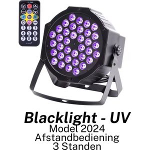 Blacklight - UV Lamp - 36 x 3 Watt - 3 Standen - LED - Afstandsbediening - optie DMX input - optie DMX output - Feestlamp - Partylamp - Festival