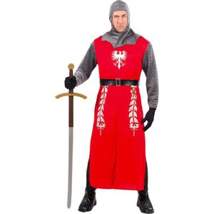 Rood en grijs middeleeuws ridder kostuum voor volwassenen - Verkleedkleding