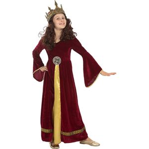 Funidelia | Lady Guineverekostuum Voor voor meisjes - Middeleeuwse, Middeleeuwen, Prinsessen, Koningin - Kostuum voor kinderen Accessoire verkleedkleding en rekwisieten voor Halloween, carnaval & feesten - Maat 97 - 104 cm - Bordeaux rood