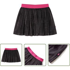 vidaXL Meisjesrokje - Kinderrokje - Kinderrokje geplooid met glitters 140 marineblauw - Glitterrokje - A-lijnsrokje - Marineblauwe Jurk