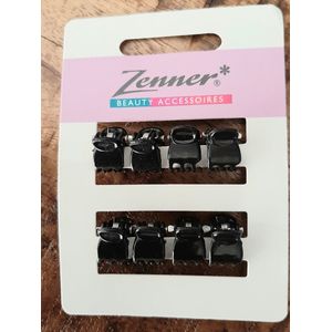 Zenner haarklemmetjes - haarclips mini - zwart - 8x klemmetjes - haarspeldjes klein