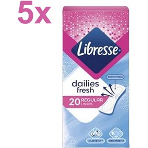 Libresse Daily Fresh Everyday Panty Liners – Normal, ongeparfumeerd – 5x 20 stuks - Voordeelverpakking