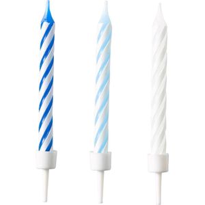 Amscan Verjaardagskaarsjes Spiraal 6 Cm Wax Blauw/wit 10 Stuks