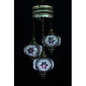 Turkse lamp - Oosterse lamp - Hanglamp - Paars - 3 bollen - mozaïek
