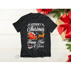 Merry Christmas Happy New Year - T Shirt - HappyHolidays - MerryChristmas - ChristmasCheer - JoyfulSeason - Gift - Cadeau - VrolijkKerstfeest - FijneKerstdagen - Kerstvreugde - Feestdagen
