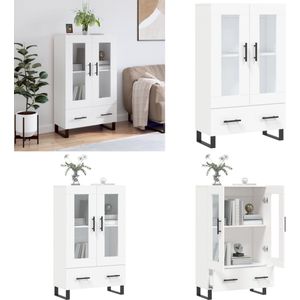 vidaXL Hoge kast 69,5x31x115 cm bewerkt hout wit - Hoge Kast - Hoge Kasten - Dressoir - Kast