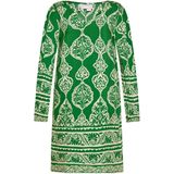 usha - Midi-jurk - Viscose - Symmetrisch Botanisch Motief - Lange Mouwen - V-hals