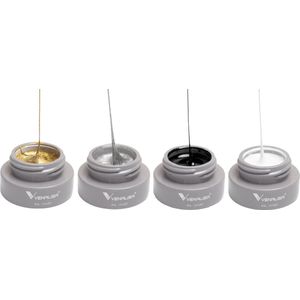 Venalisa Spider UV Gel Set - 20 gram (4x 5 gram) - Goud Zilver Zwart Wit - Gel Liner Nail Art - Spidergel - Liner Gel - Venalisa Gellak - Gellak Nagellak