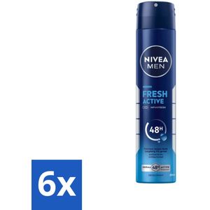 6 x Nivea - Deo Spray XL - Fresh Active - 48 Uur Lang Werkend - 200 ml - NIVEA MEN Deodorant - Deodorant Spray - Antitranspirant - 48 Uur Bescherming - Ocean Extracten